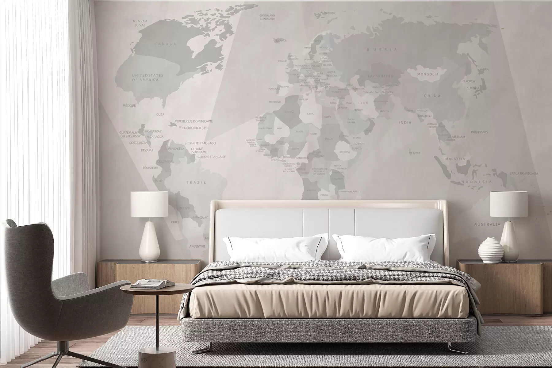 murales de pared Mapamundi y geometría w03006