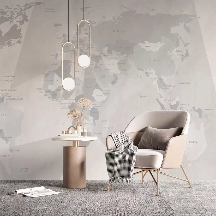 murales de pared Mapamundi y geometría w03006
