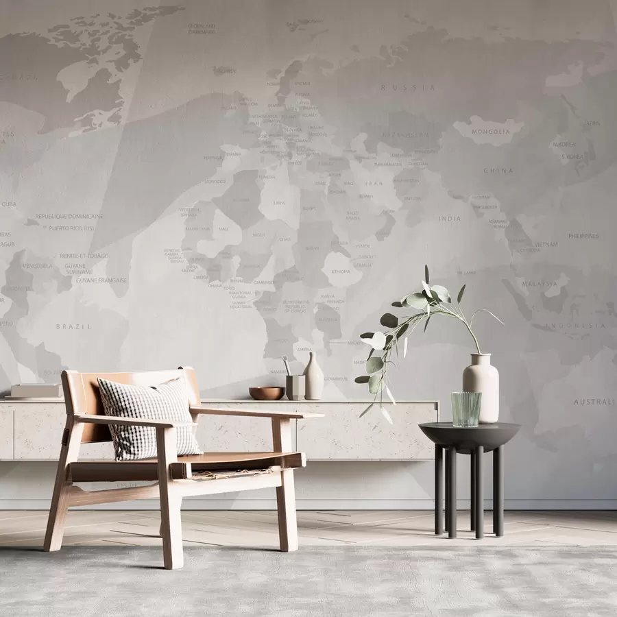 murales de pared Geometría del mapa mundial ballenas w03007v1