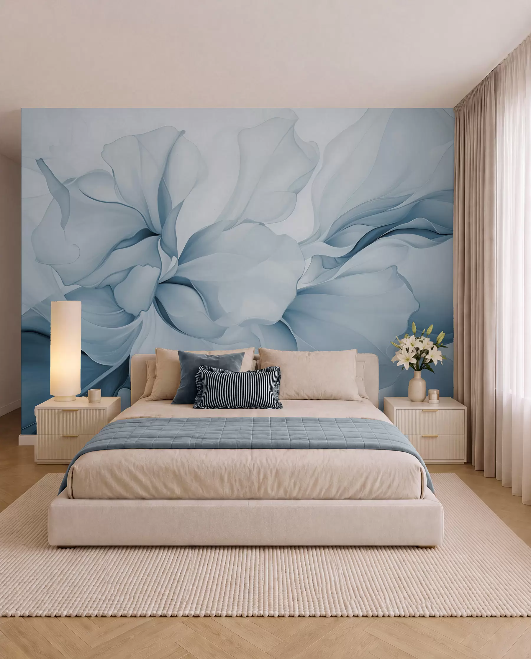 murales de pared Pétalos azul hielo w08701v2