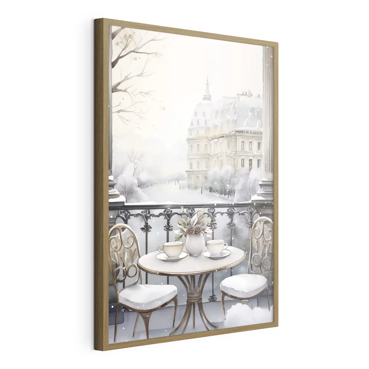 Poster Bonito café, tazas de té, estilo bohemio, acuarela, estética invernal f42796
