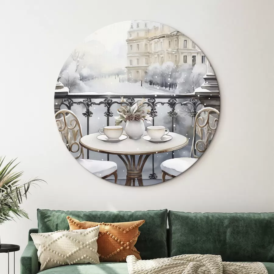 murales de pared Bonito café, tazas de té, estilo bohemio, acuarela, estética invernal r42796