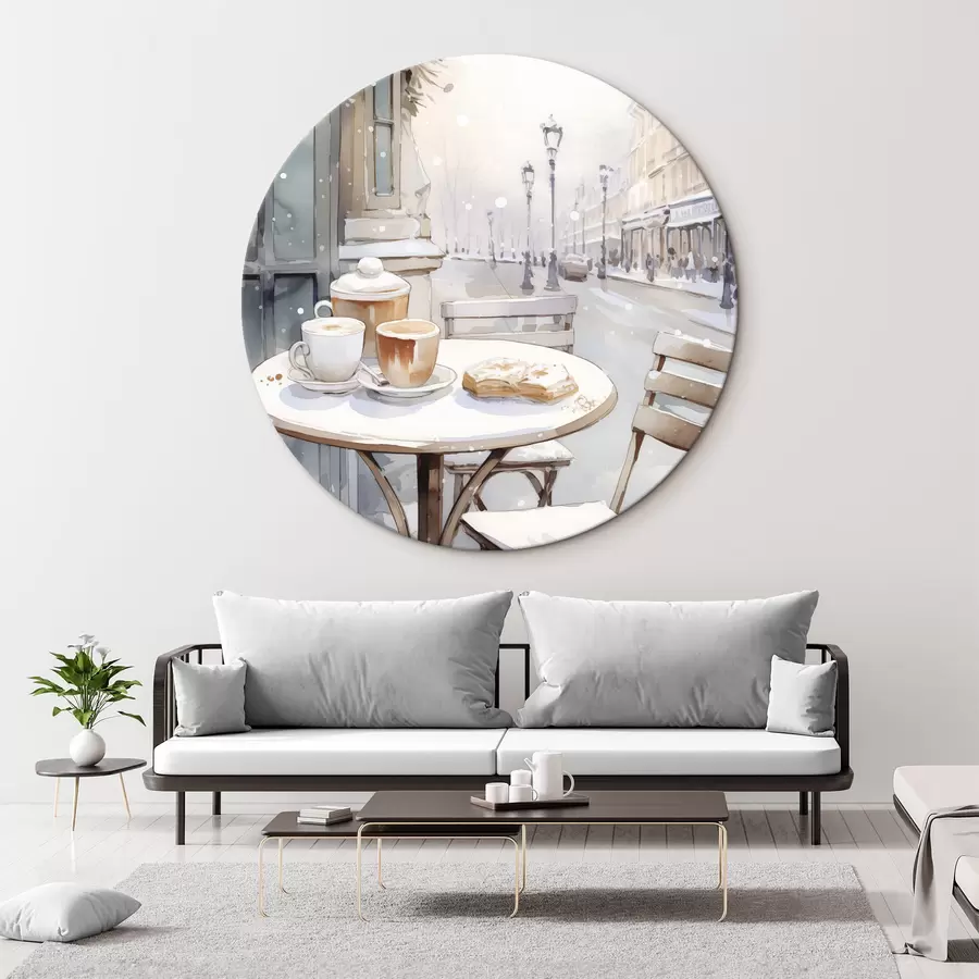 murales de pared Estética cafetería callejera, Francia, panadería fresca, dibujo estilo acuarela r42798