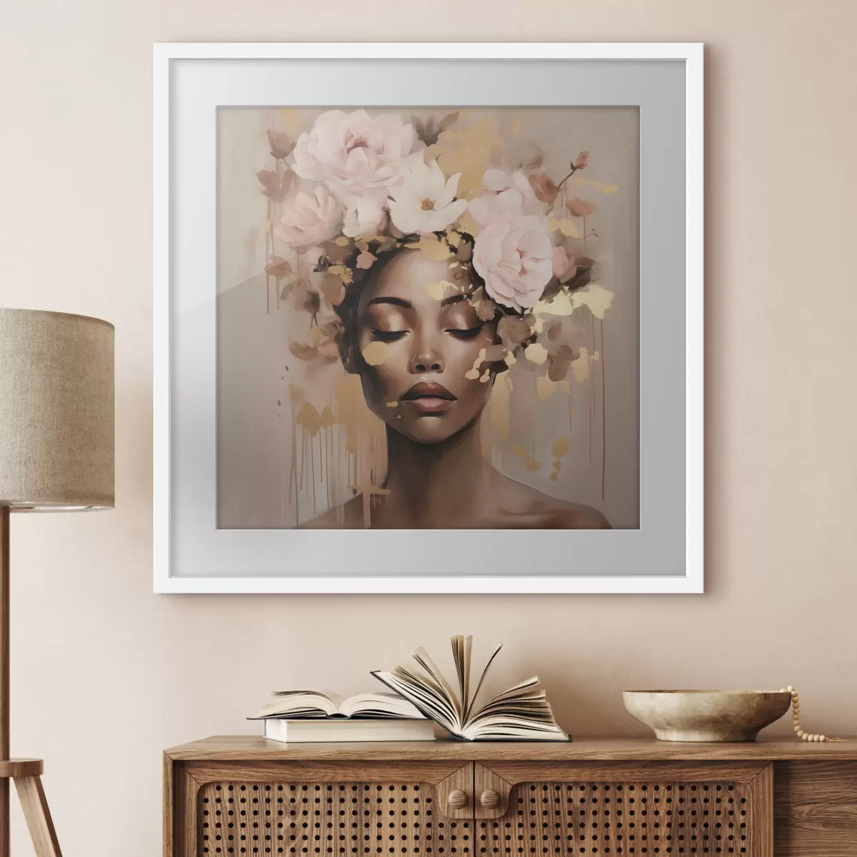 Poster Niña con corona de flores f42814