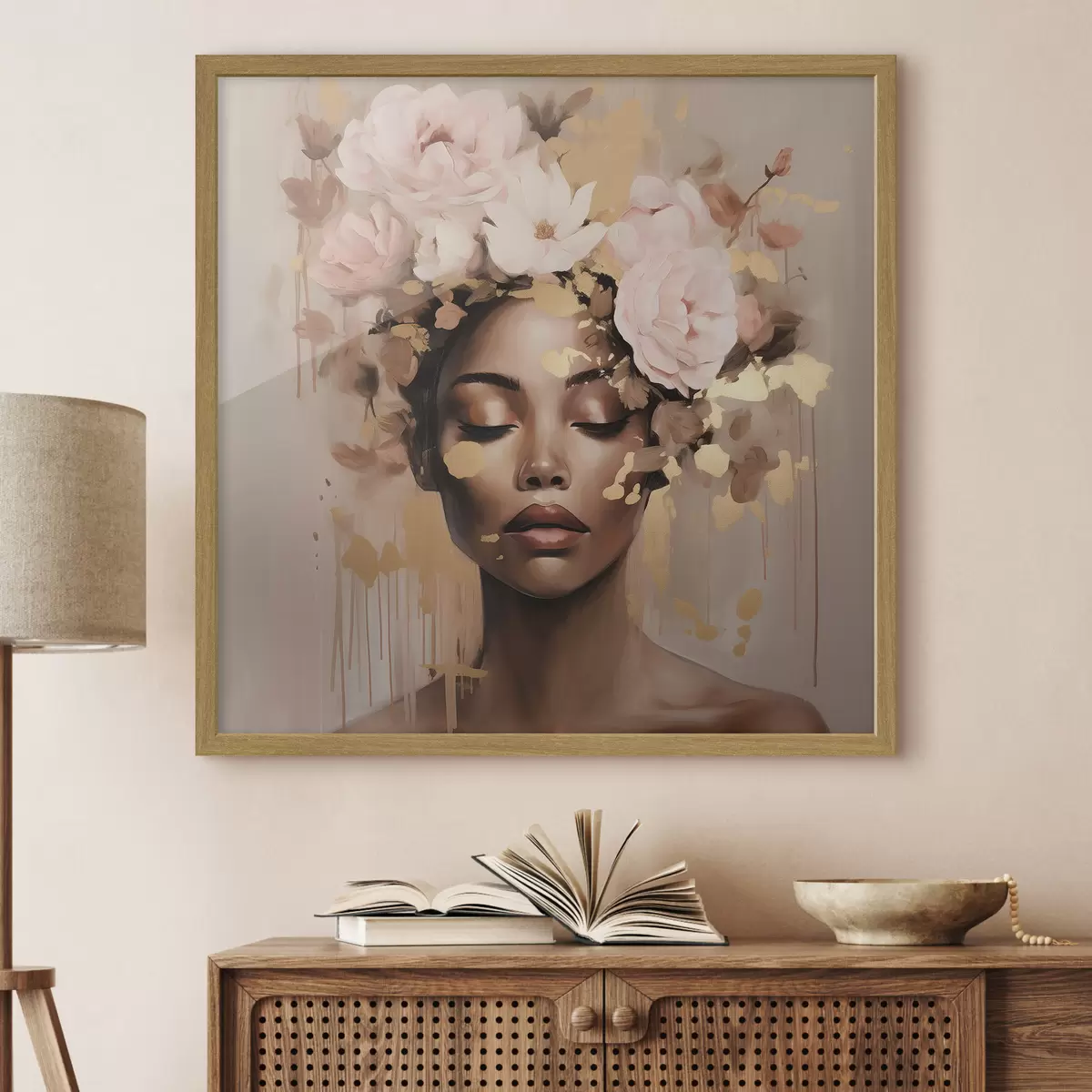 Poster Niña con corona de flores f42814
