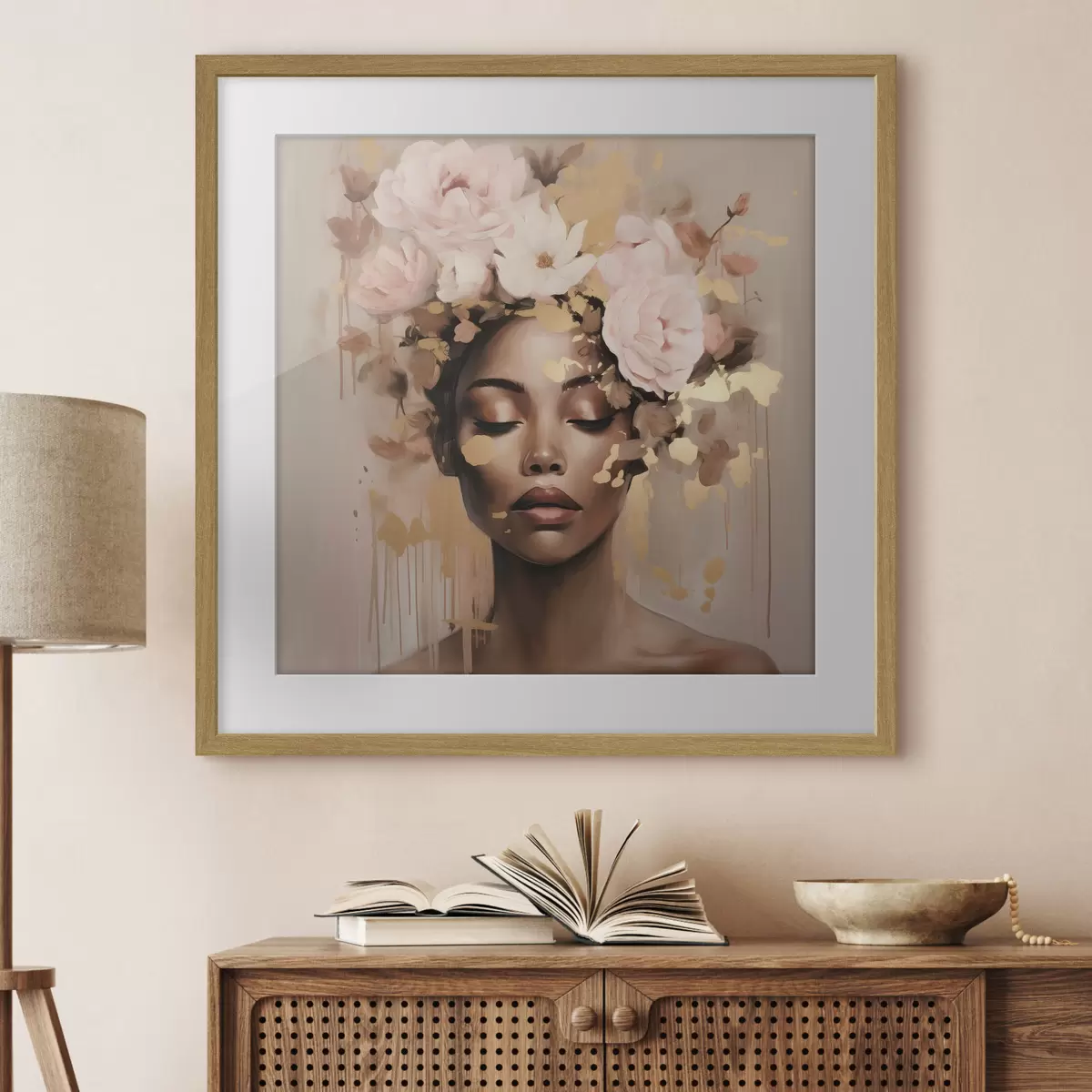 Poster Niña con corona de flores f42814