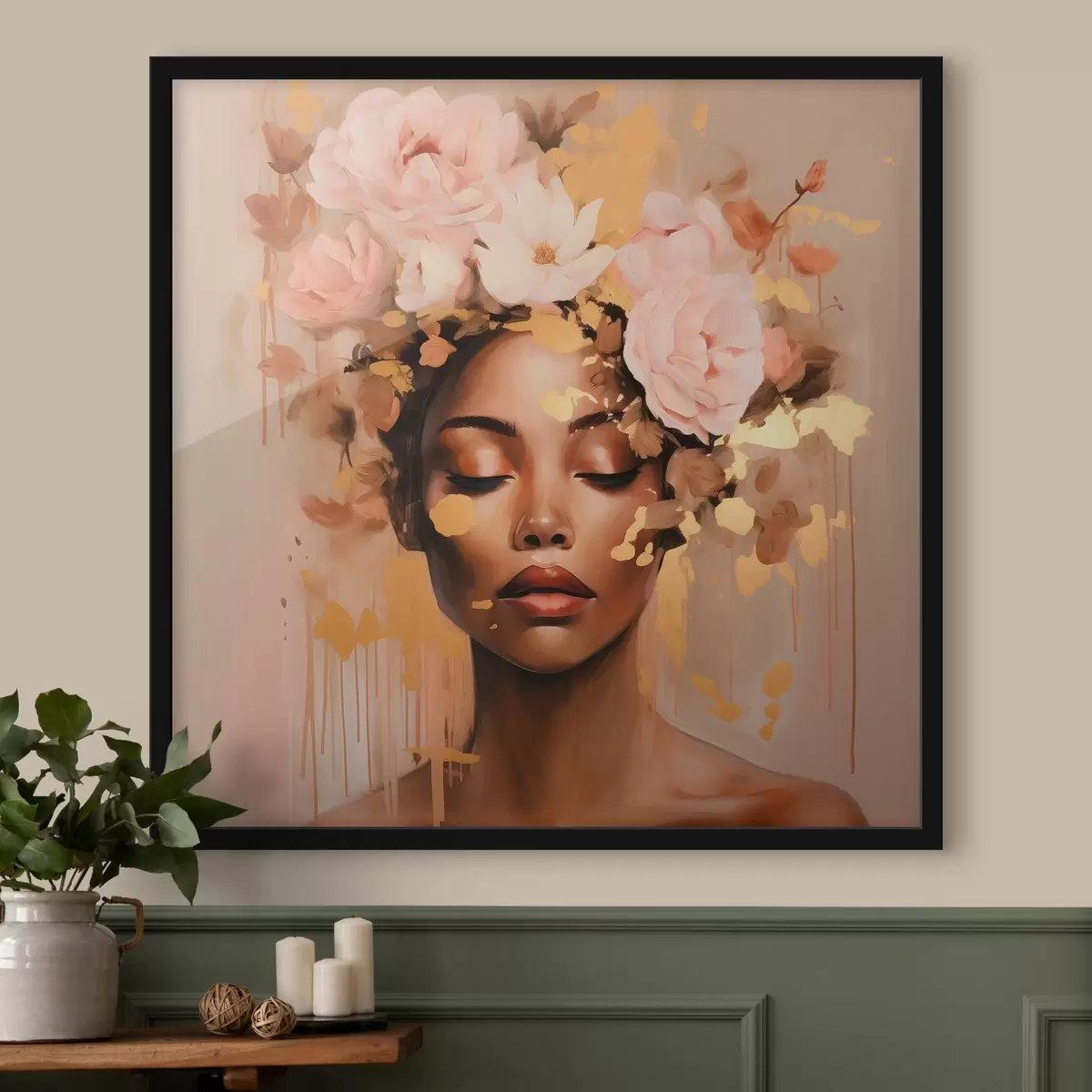 Poster Niña con corona de flores f42814