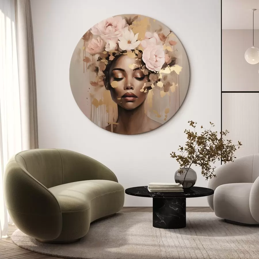 murales de pared Niña con corona de flores r42814