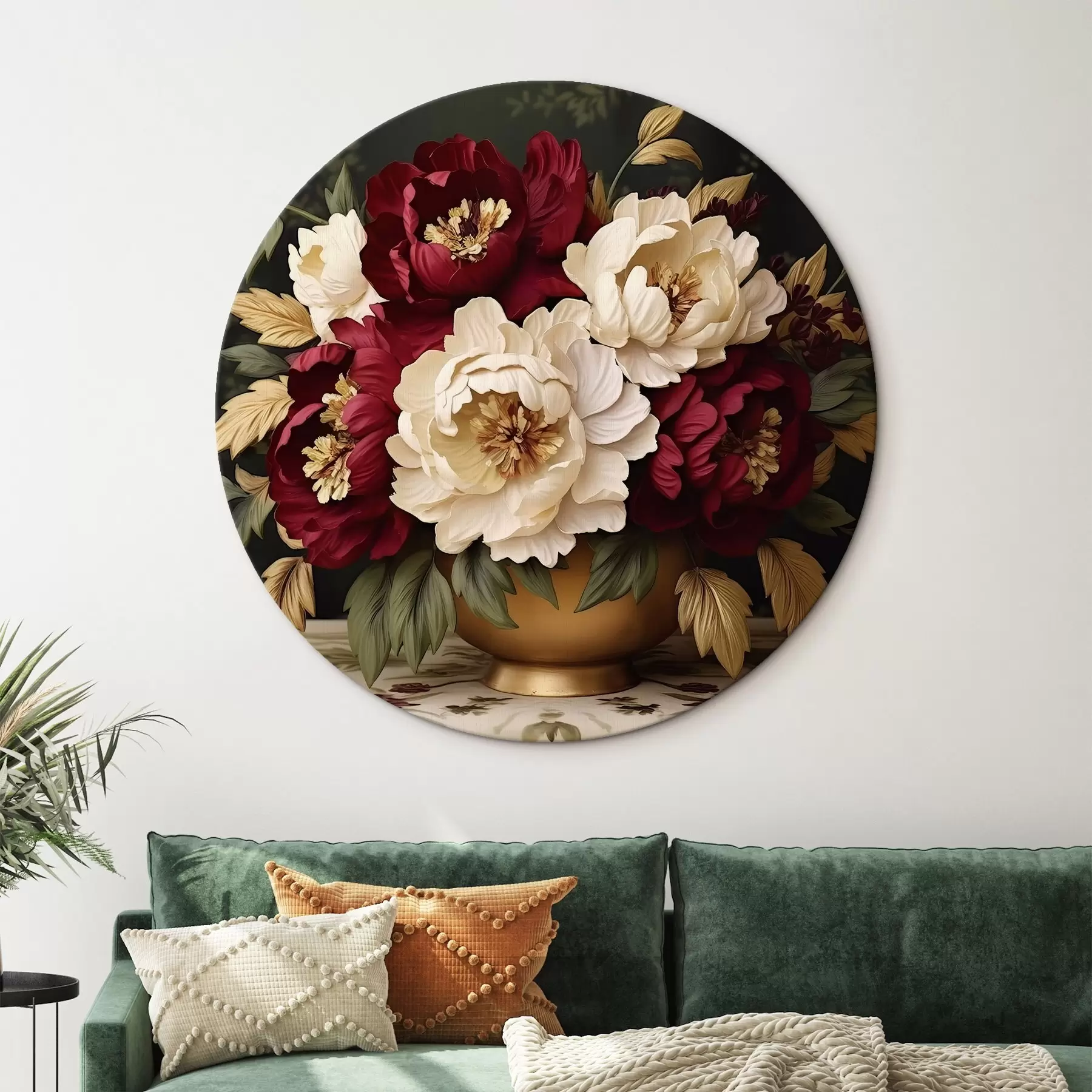 murales de pared Peonías rojas y blancas en un jarrón r42820