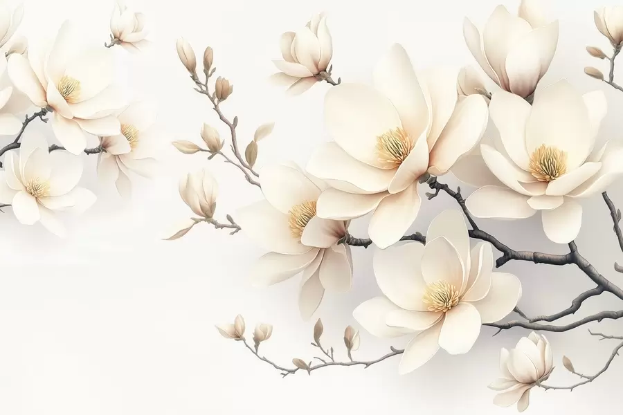 murales de pared Ramas de magnolia crema w08721