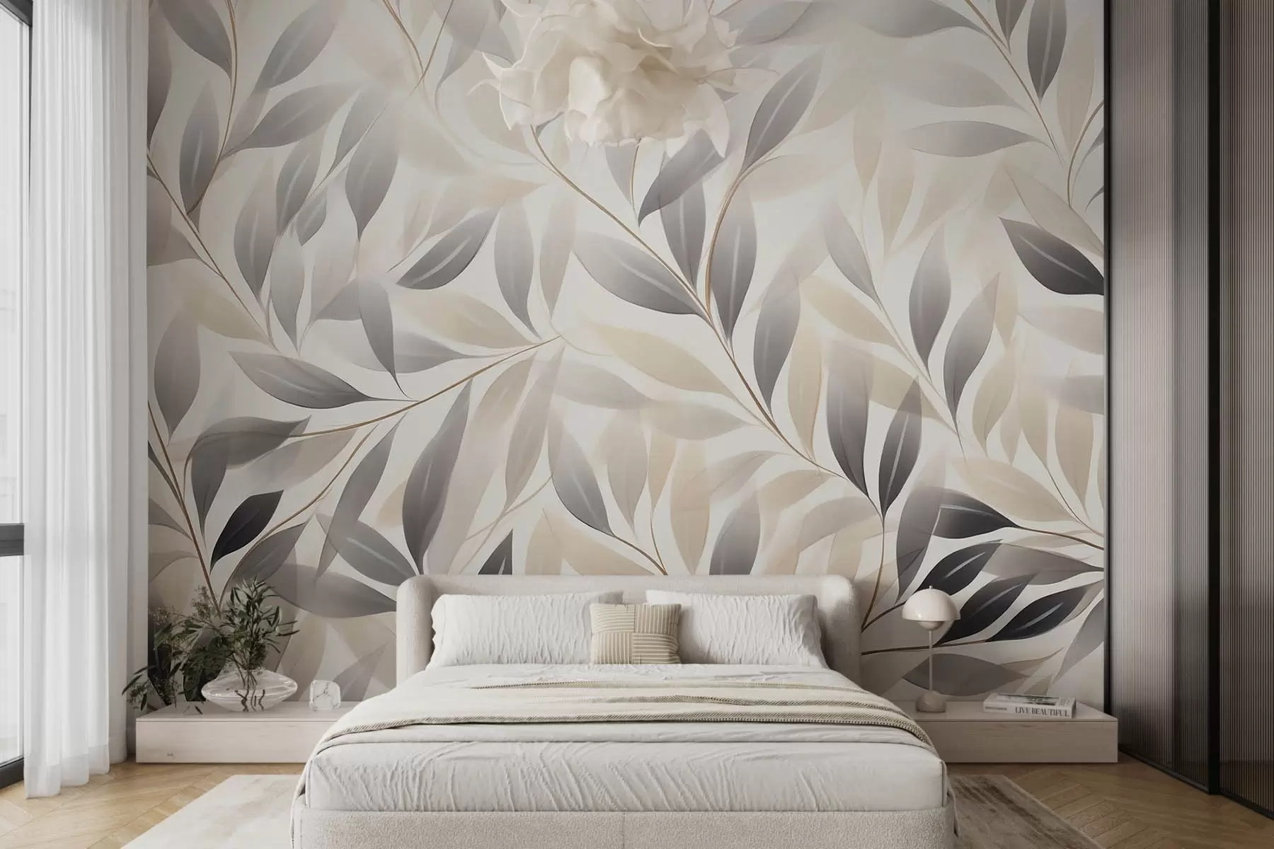 murales de pared Ramas de acuarela sobre fondo claro w08729