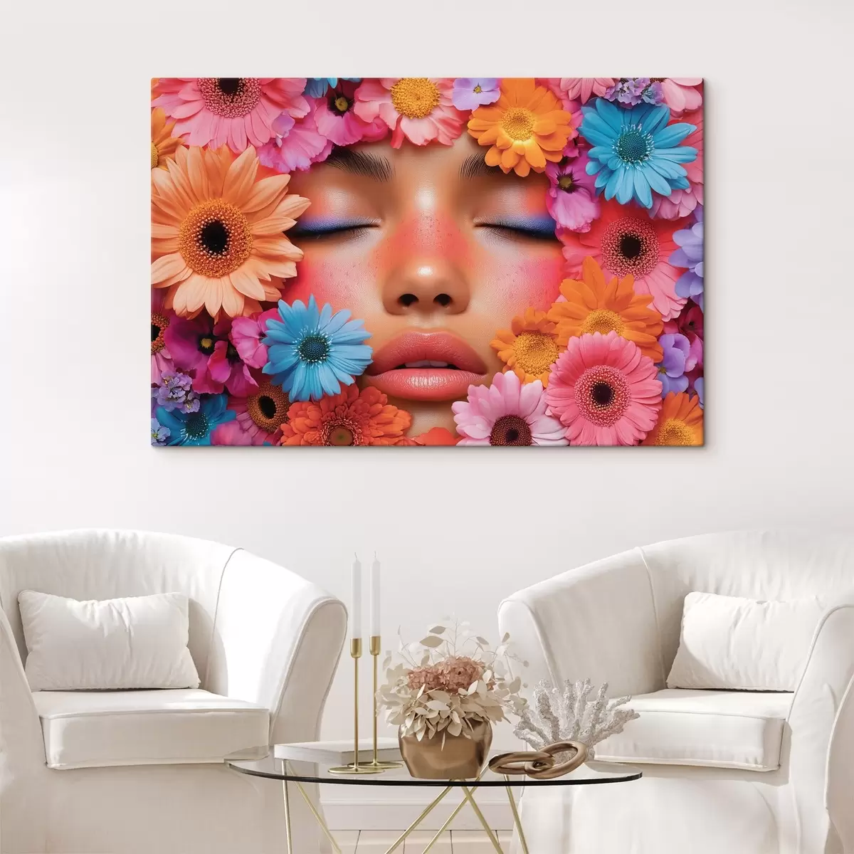 murales de pared Cara de niña en flores s42856