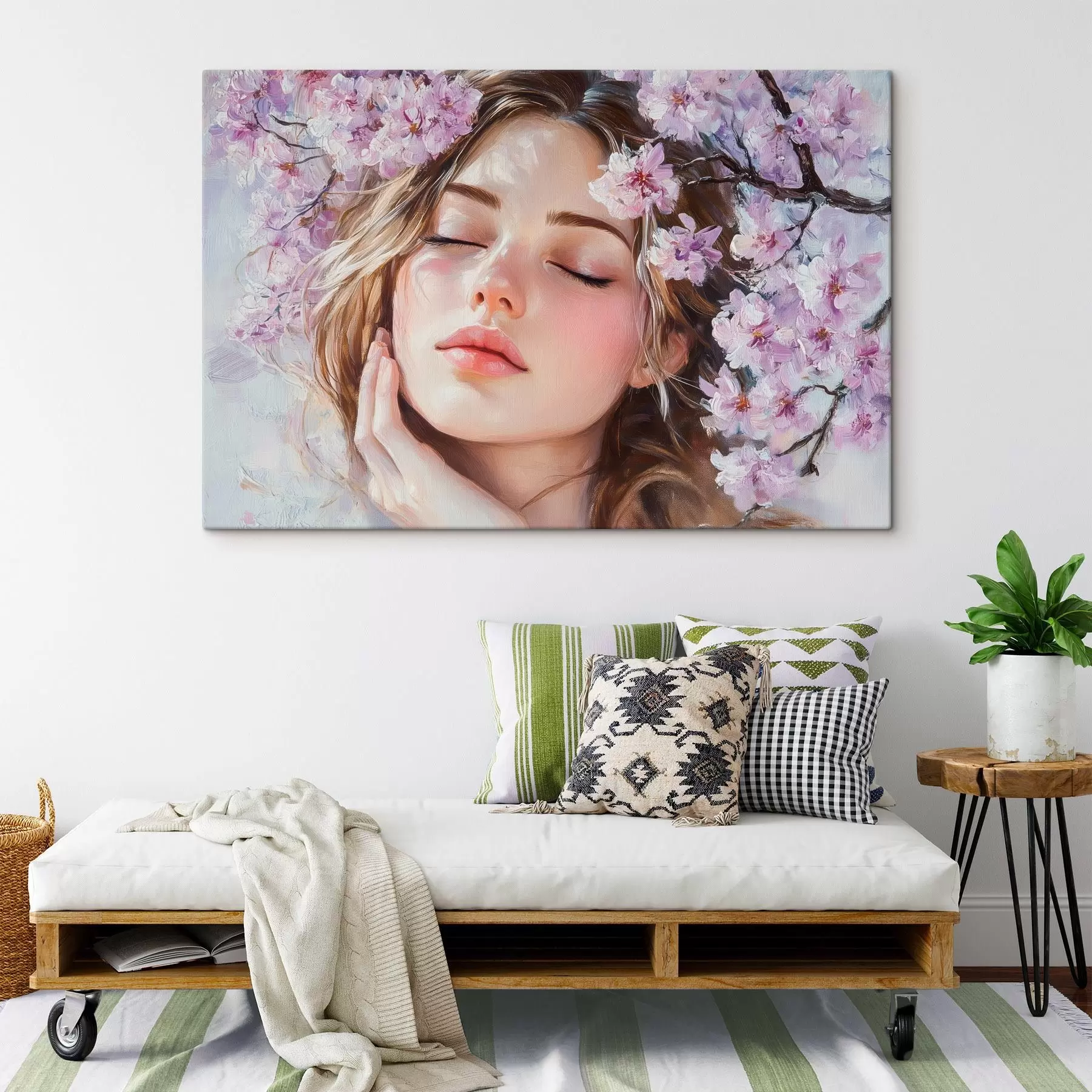 murales de pared Niña cerca de una rama en flor s42857