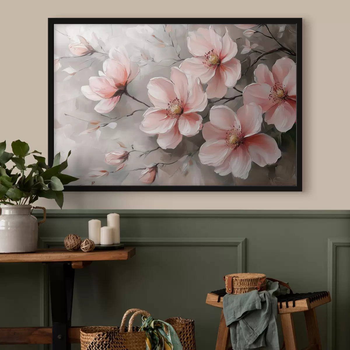 Poster Grandes flores rosas f42850