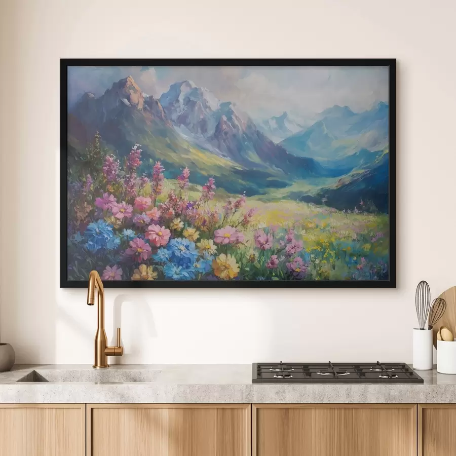 murales de pared Pradera floreciente en las montañas f42855