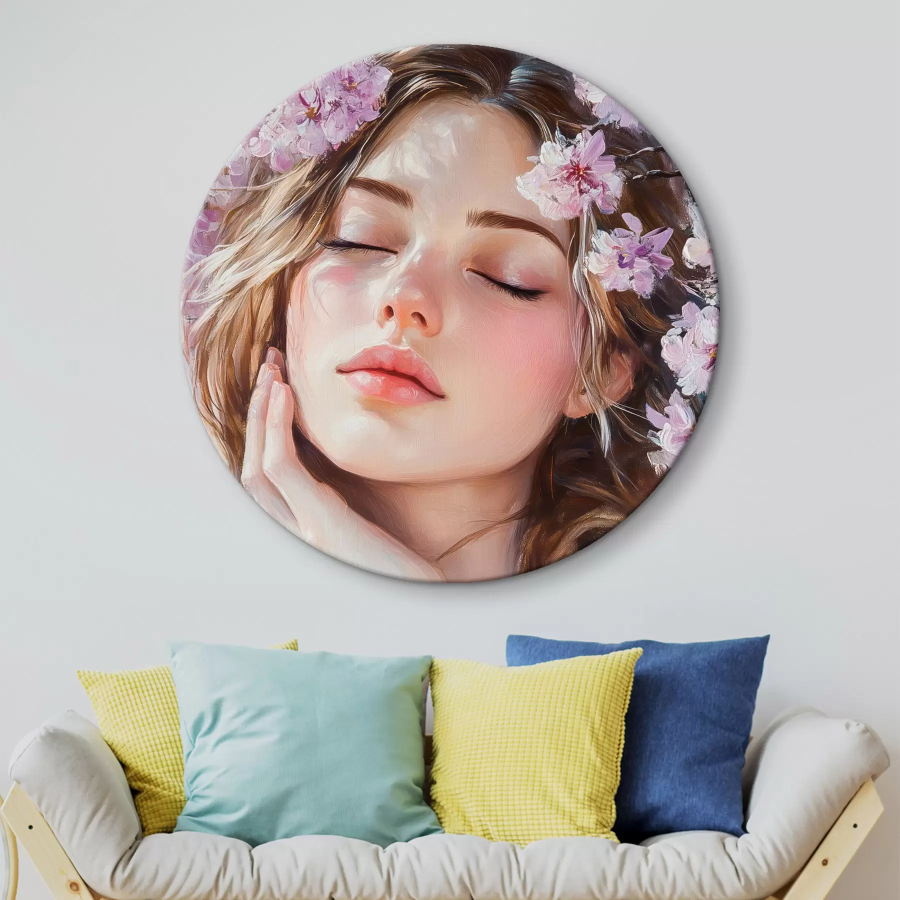 murales de pared Niña cerca de una rama en flor r42857