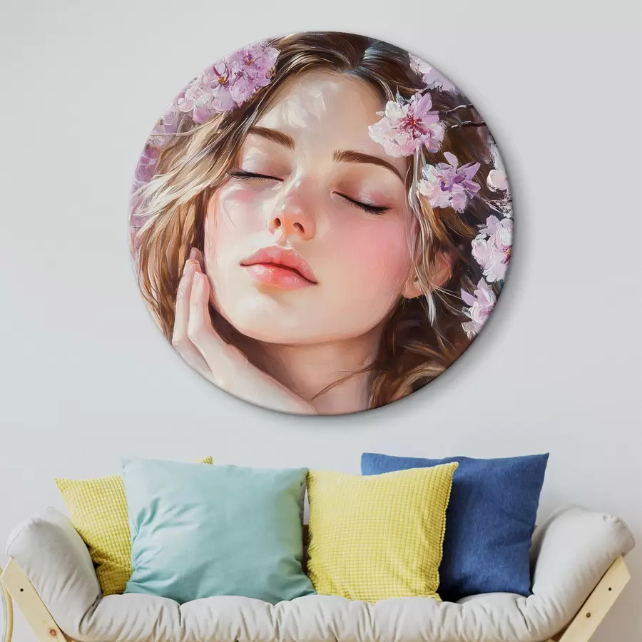 murales de pared Niña cerca de una rama en flor r42857