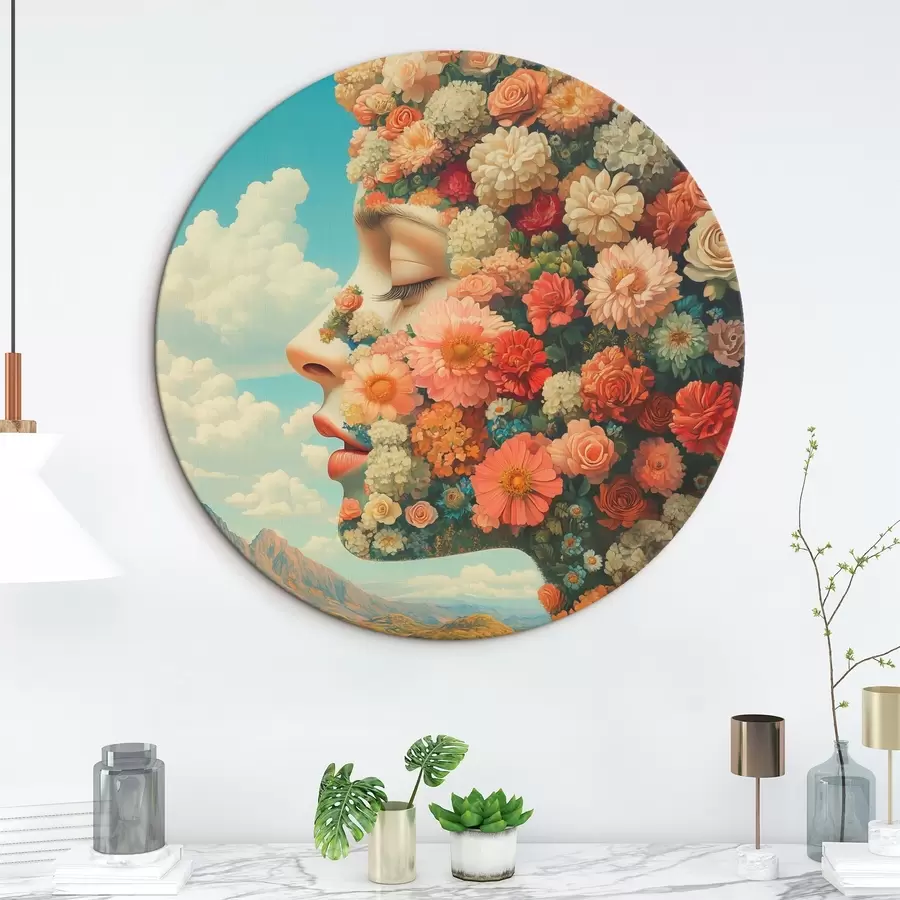murales de pared Cara de perfil con flores r42861