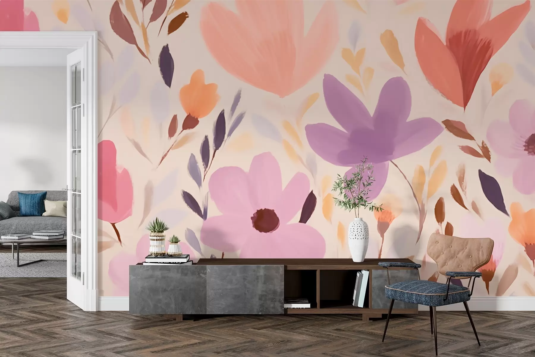 murales de pared Delicado estampado floral w03000