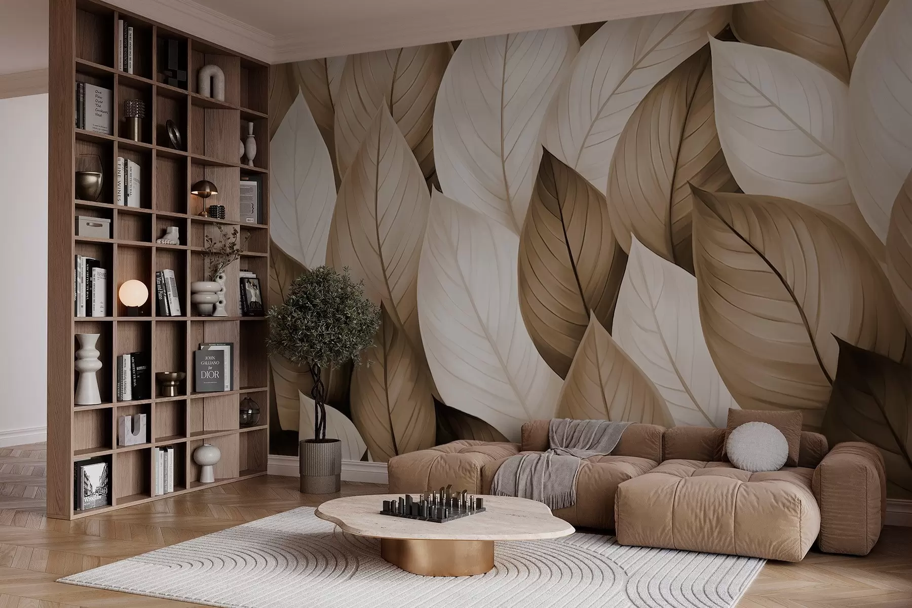 murales de pared Hojas en sepia w02998