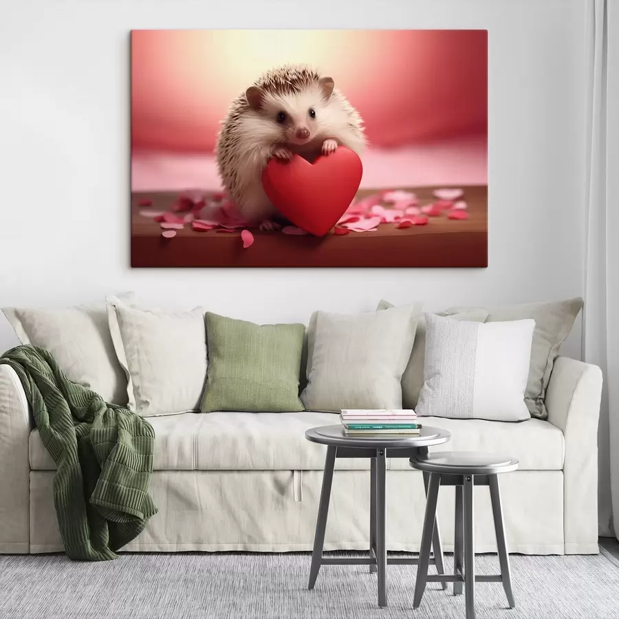 murales de pared Pequeño erizo sosteniendo un corazón s42867