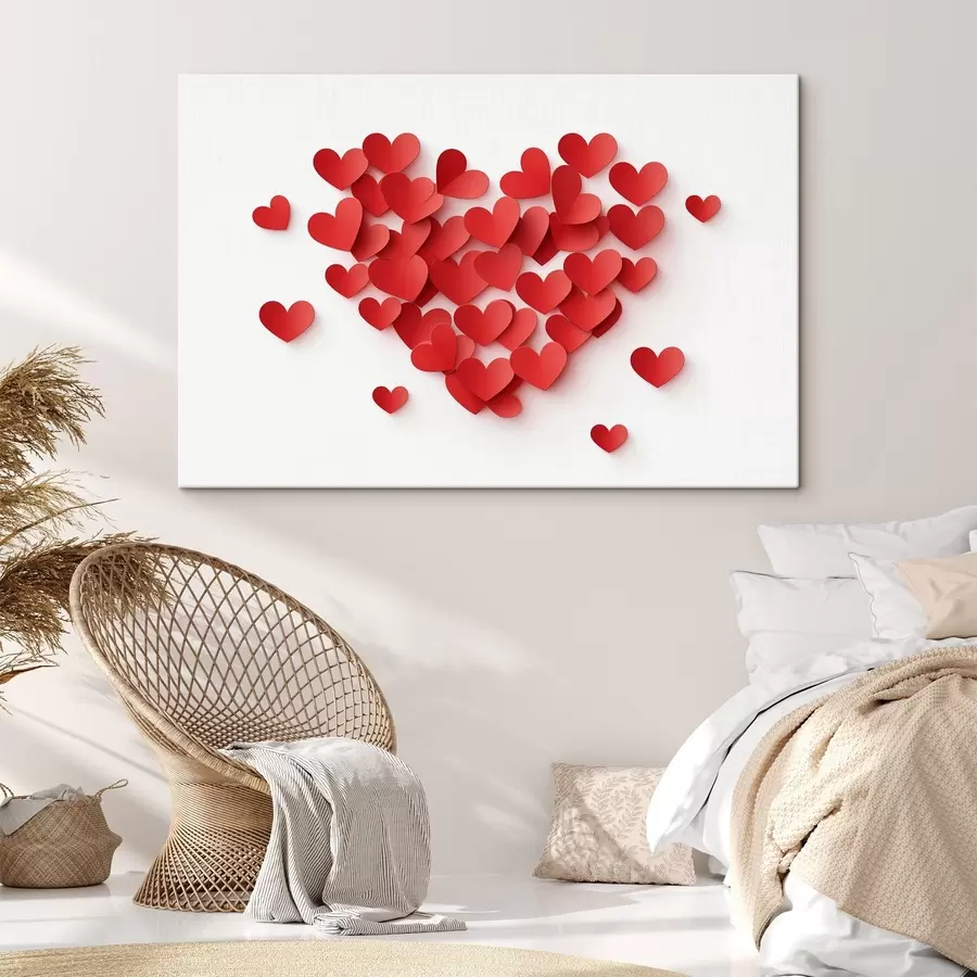 murales de pared Imitación, papel volumétrico corazones rojos s42870