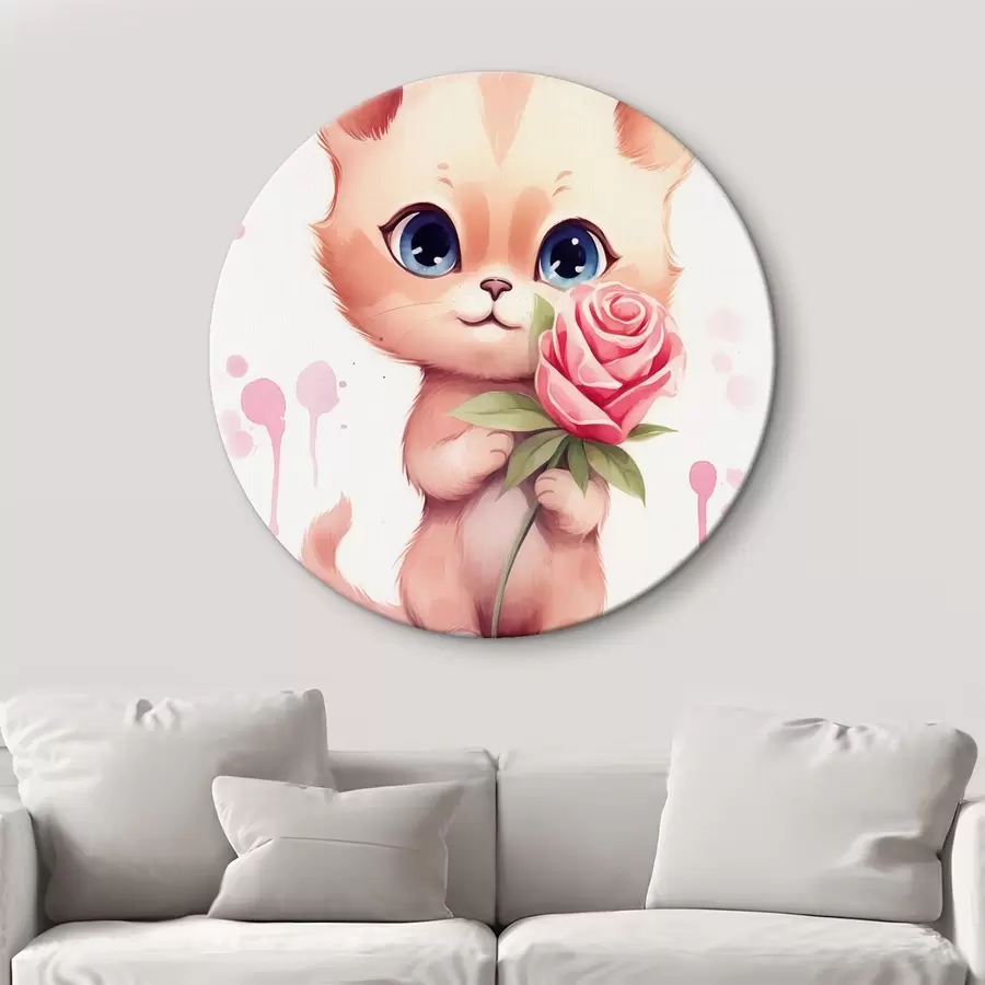 murales de pared Lindo gato con una rosa r42866