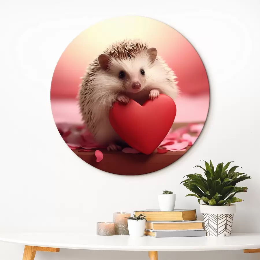 murales de pared Pequeño erizo sosteniendo un corazón r42867