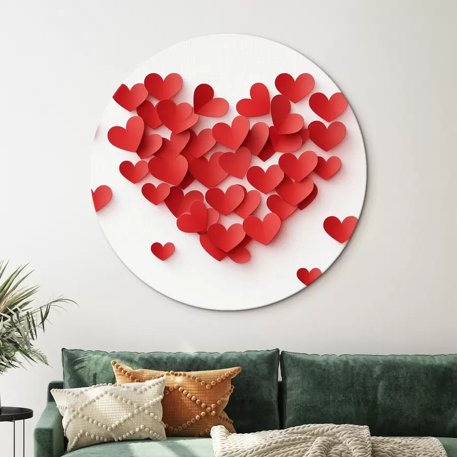 murales de pared Imitación, papel volumétrico corazones rojos r42870