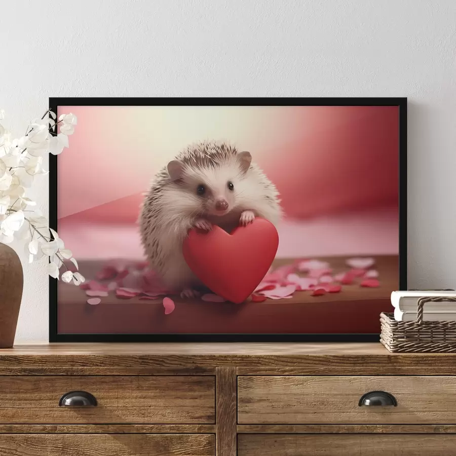 murales de pared Pequeño erizo sosteniendo un corazón f42867