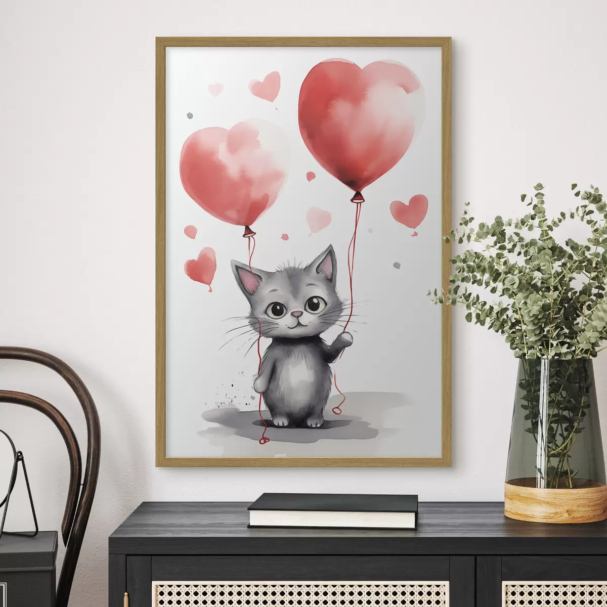 Poster Corazones para el gatito f42871
