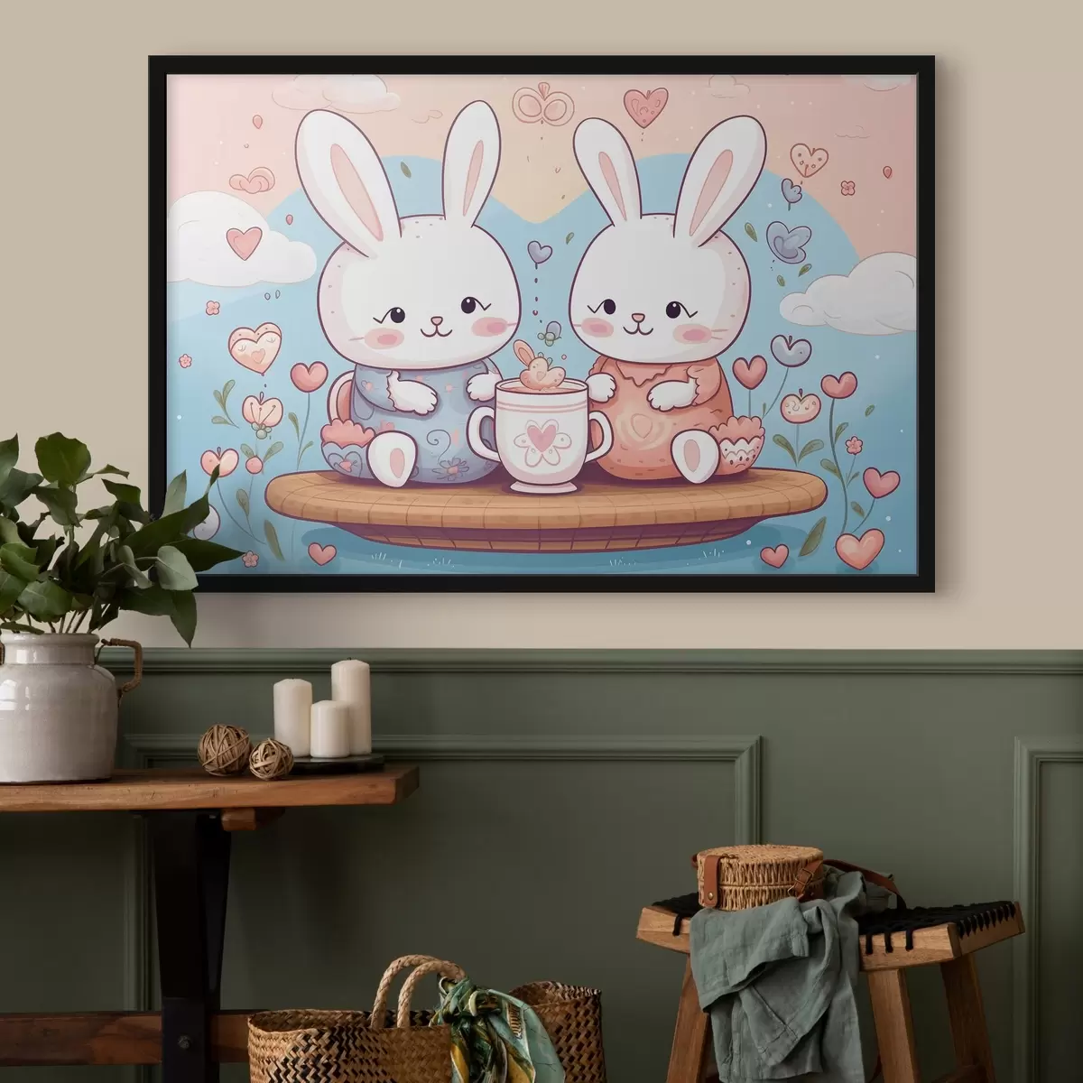 Poster Conejitos bonitos, fiesta del té f42873