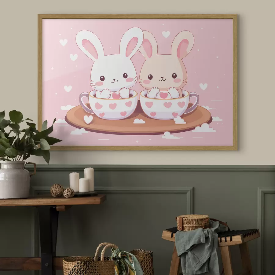 murales de pared Conejitos en tazas f42874