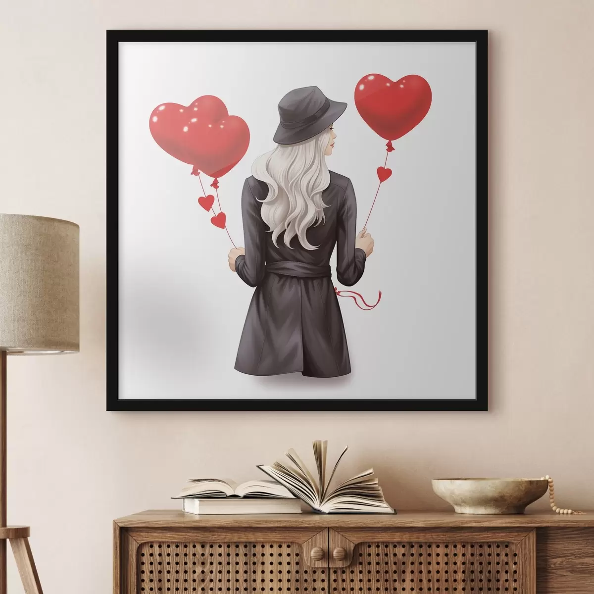 Poster Rubia con globos f42875