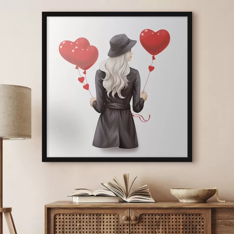 murales de pared Rubia con globos f42875