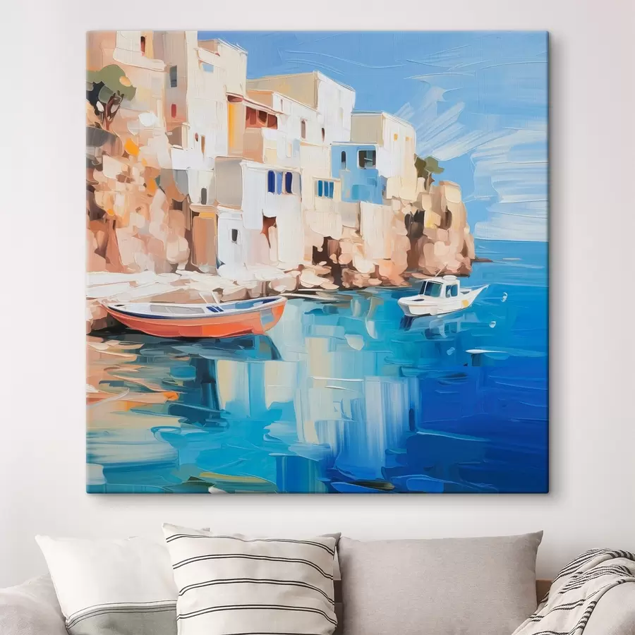 murales de pared Casas junto al mar imitación de pintura s42830