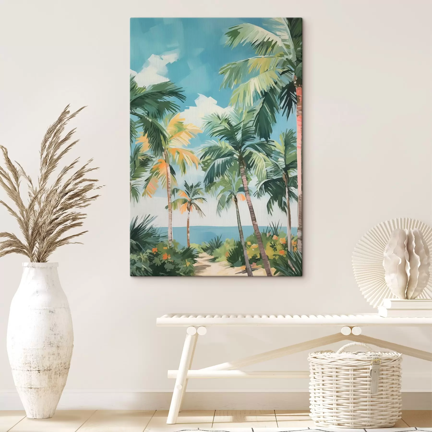 murales de pared Palmeral junto al mar imitación de pintura s42840