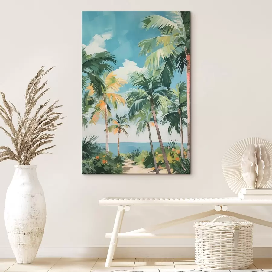 murales de pared Palmeral junto al mar imitación de pintura s42840