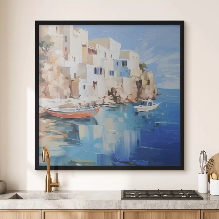 murales de pared Casas junto al mar imitación de pintura f42830