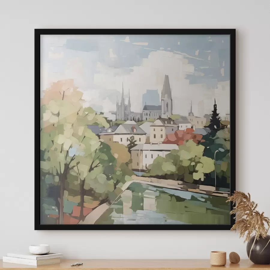 murales de pared Pintura abstracta de imitación de paisaje urbano f42834