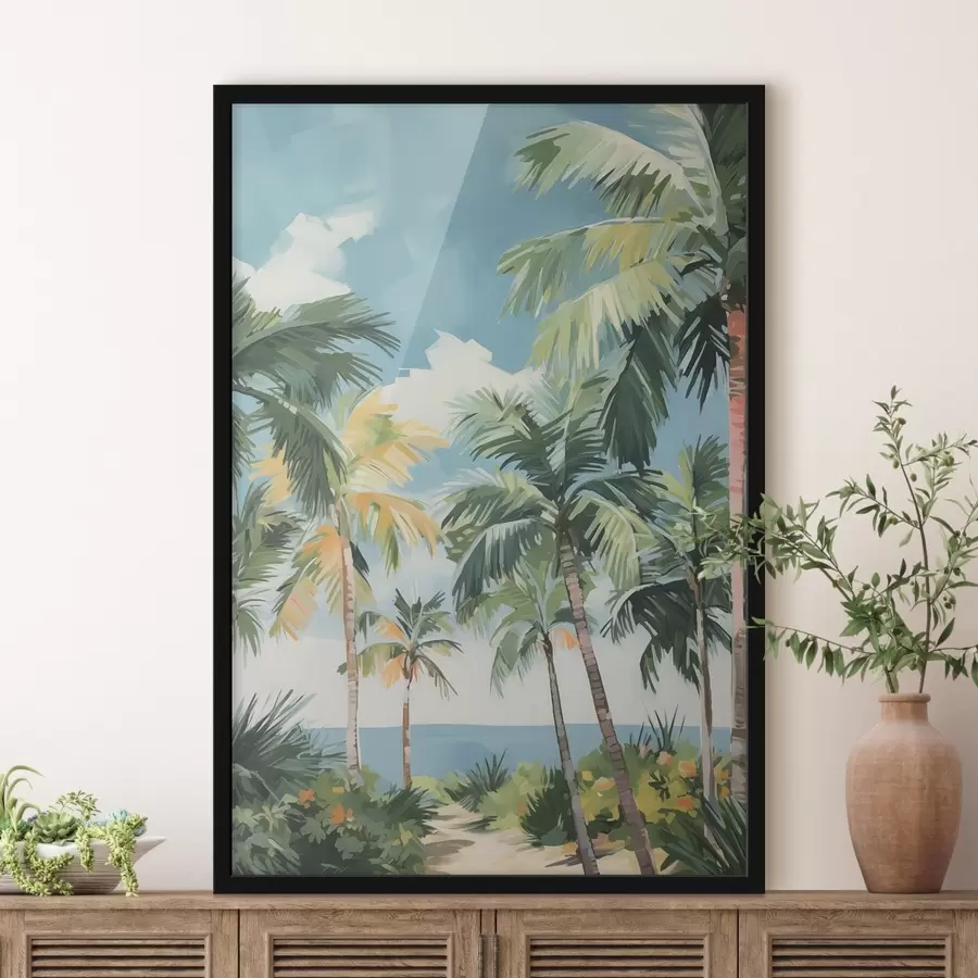 murales de pared Palmeral junto al mar imitación de pintura f42840