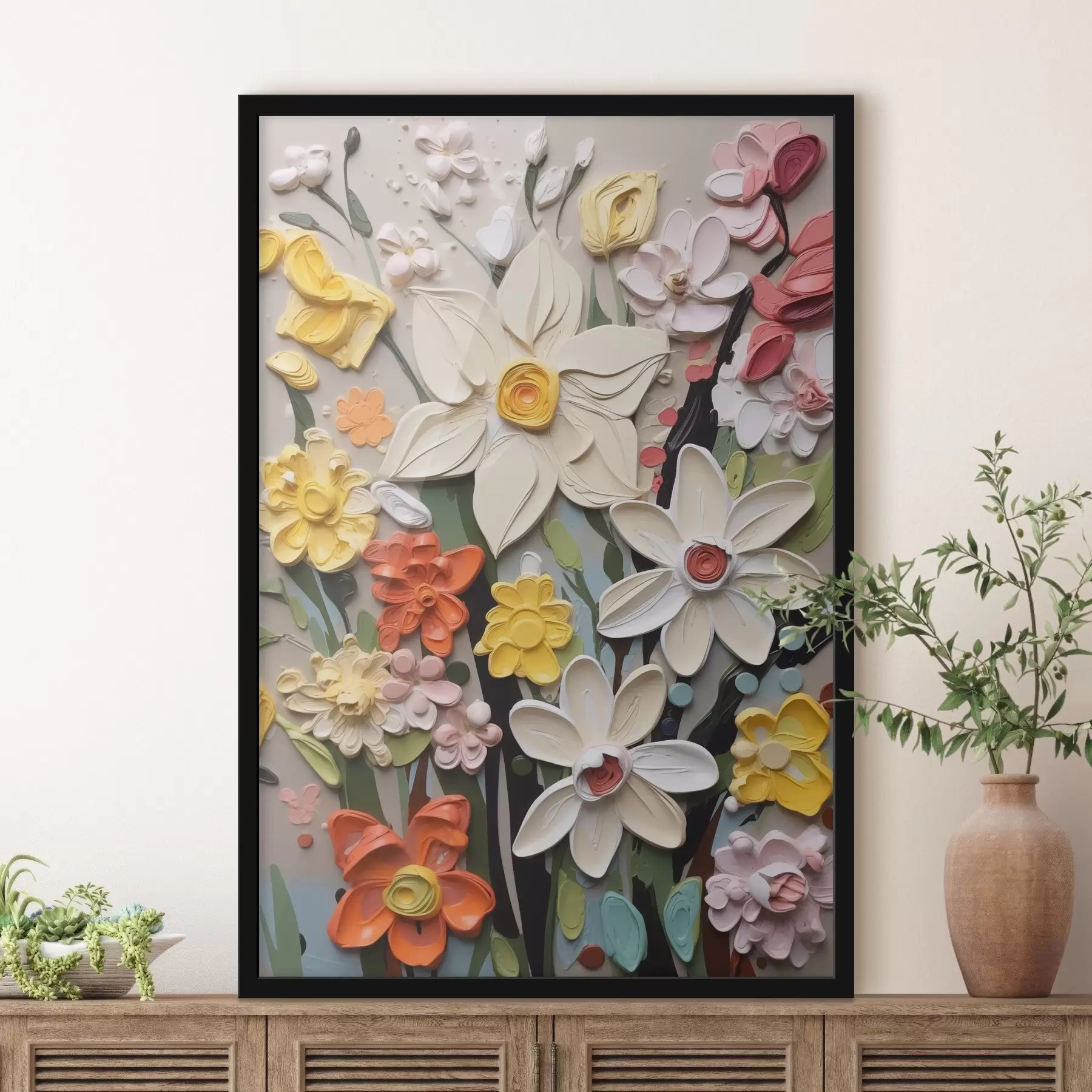 murales de pared Flores imitación de pinceladas f42845