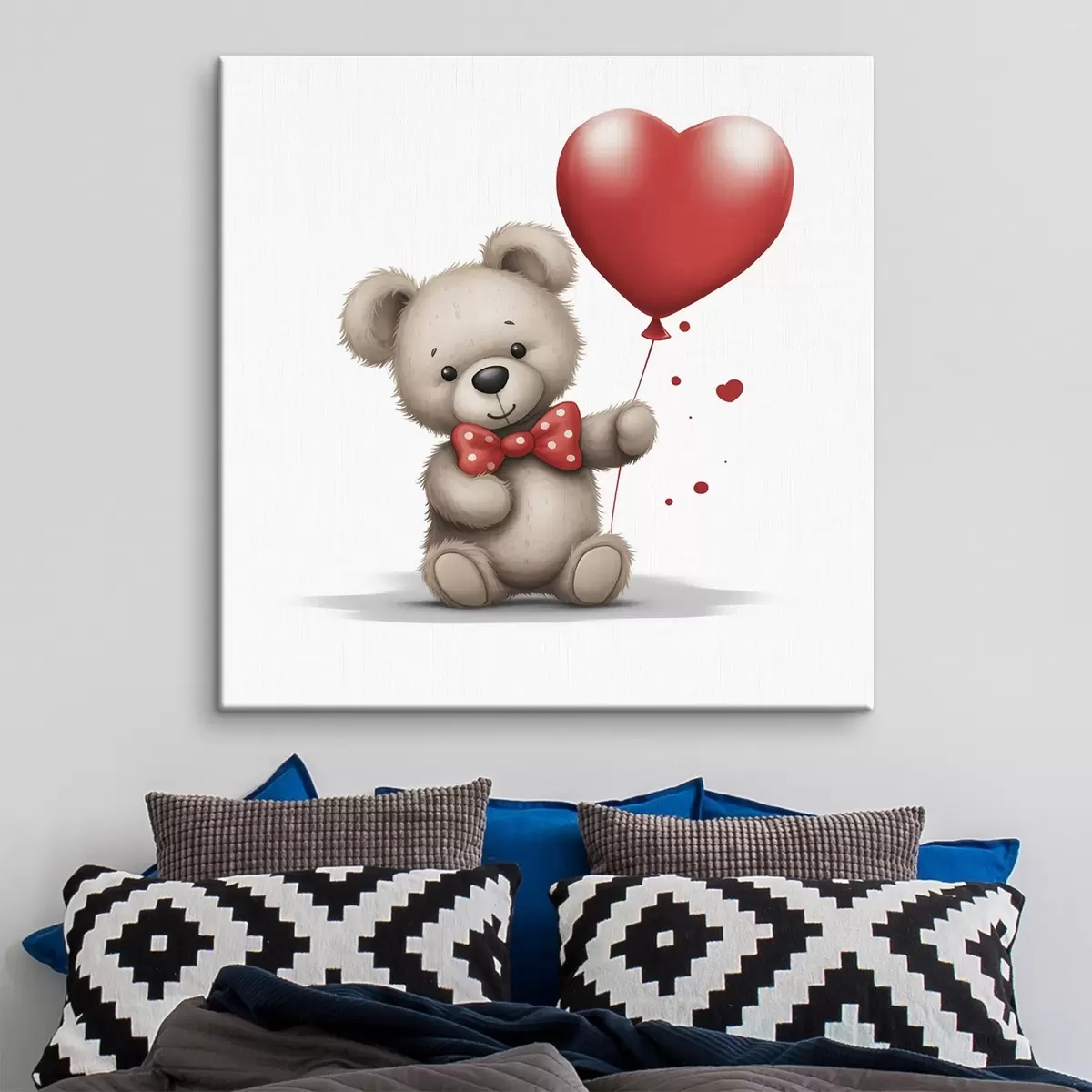 murales de pared Simpático oso con globo de corazón rojo s42879