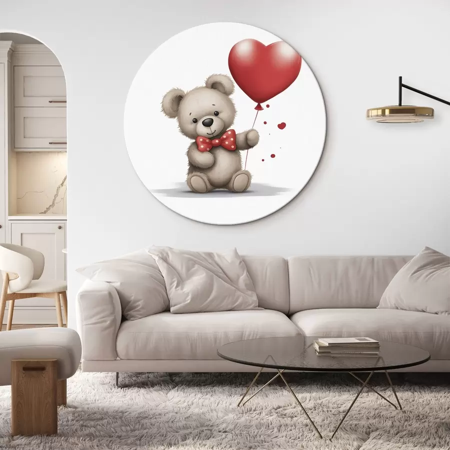 murales de pared Simpático oso con globo de corazón rojo r42879