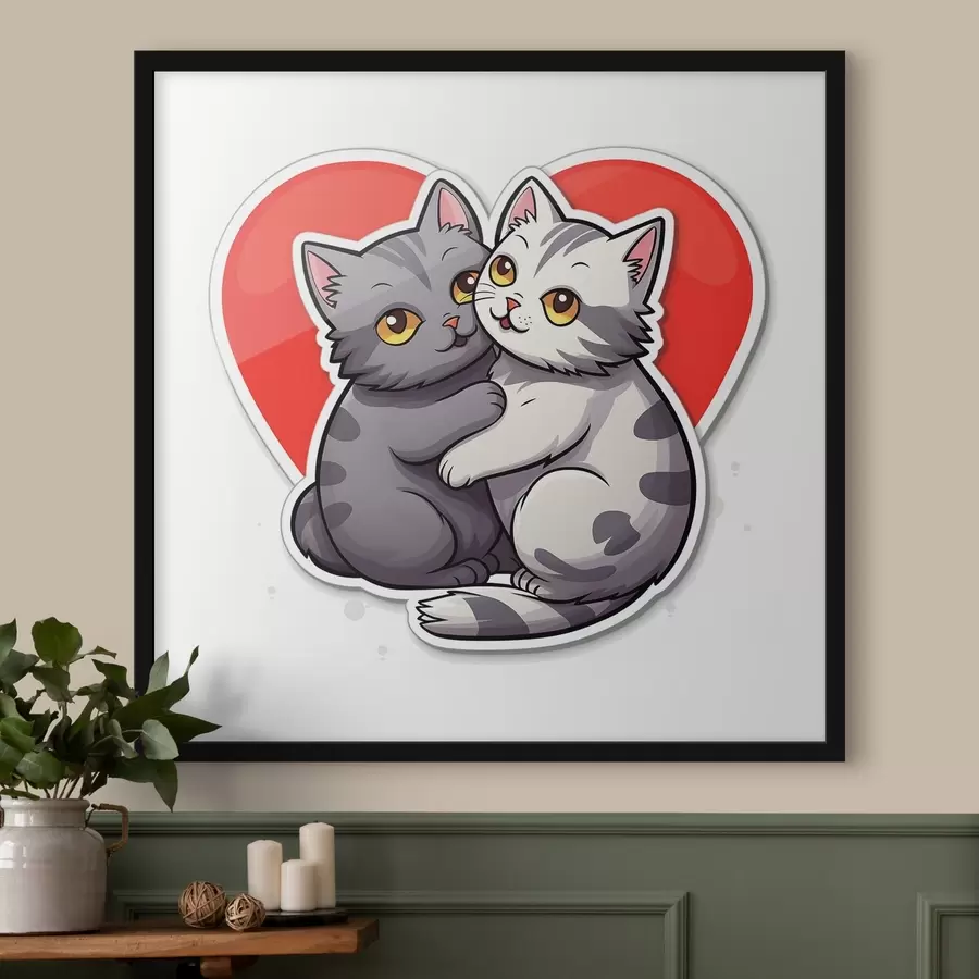 murales de pared Dos gatos enamorados f42881