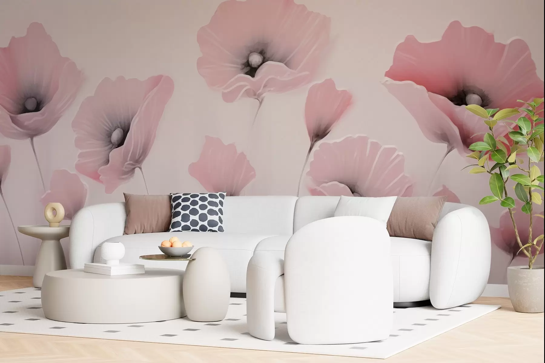 murales de pared Amapolas rosas w03056