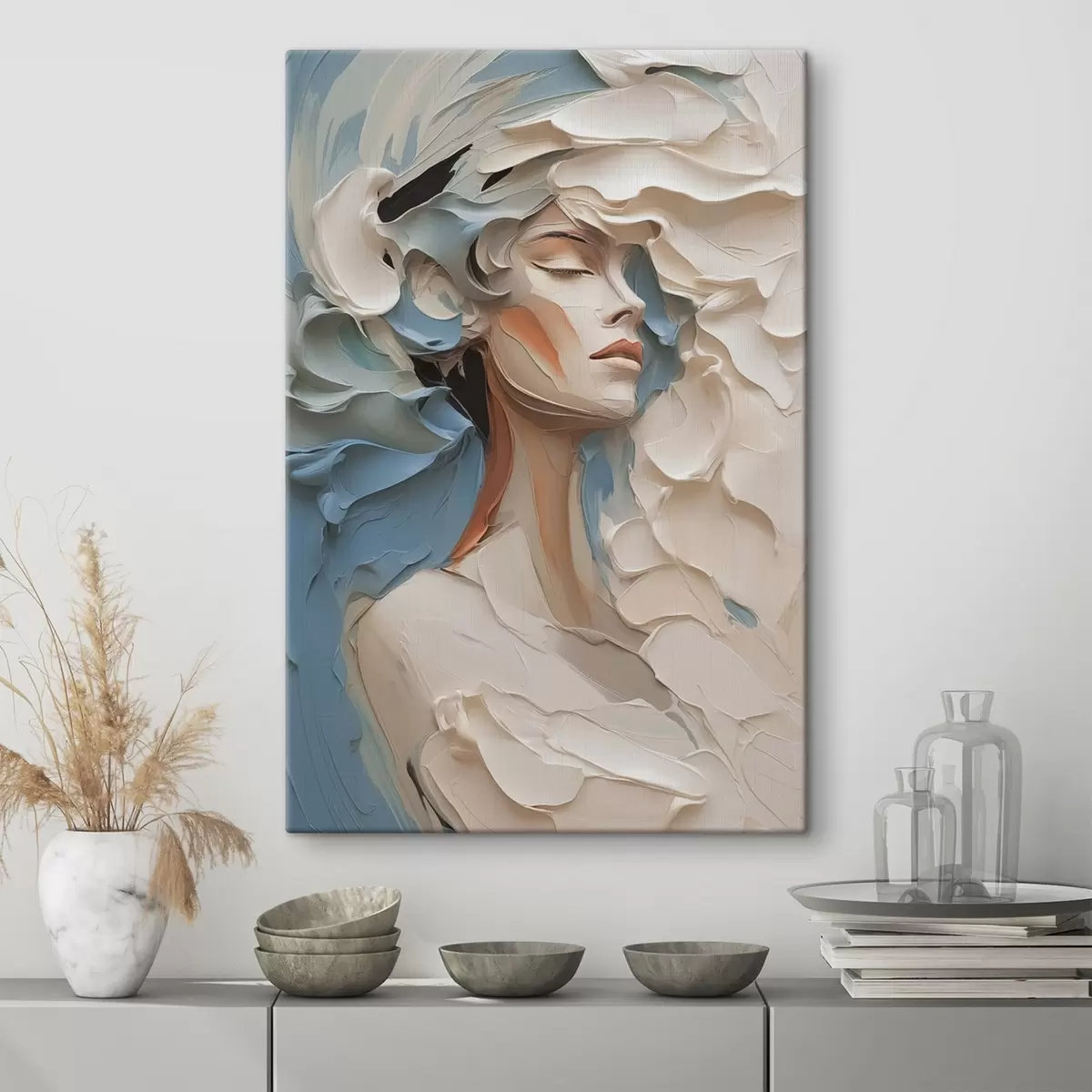 murales de pared Retrato de niña imitación abstracta de pintura s42904