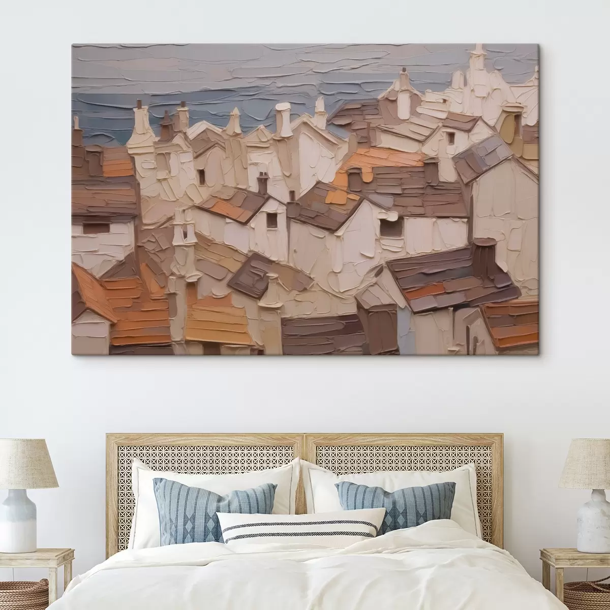 murales de pared Tejados de casas imitación abstracta de pintura s42910