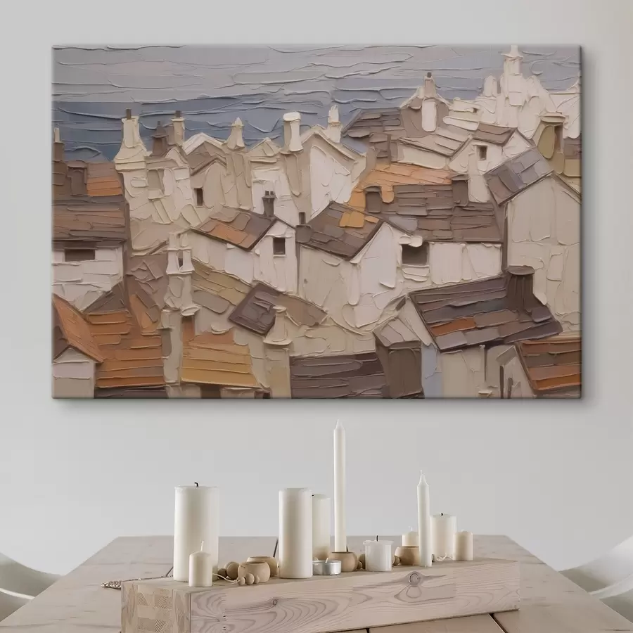 murales de pared Tejados de casas imitación abstracta de pintura s42910