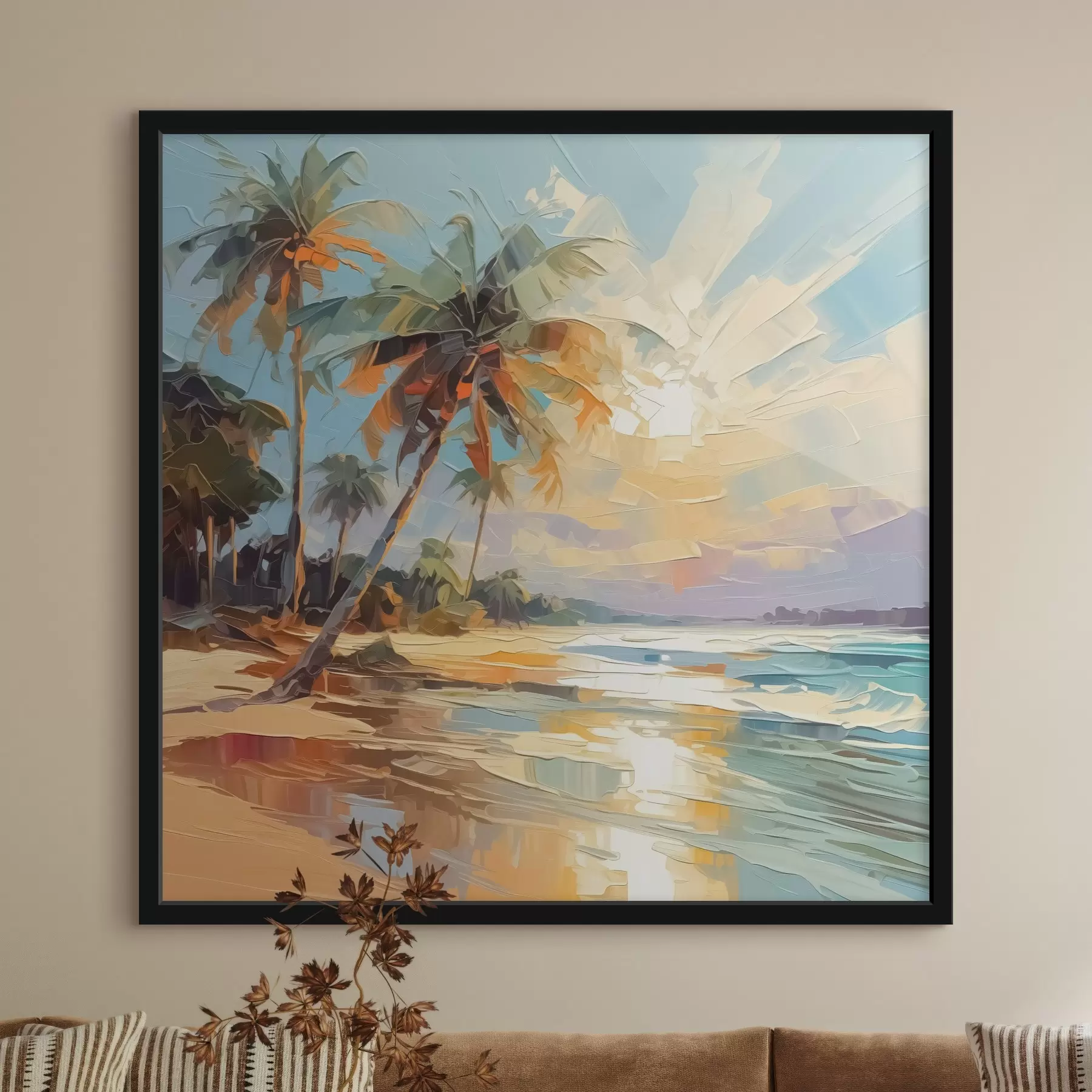 murales de pared Palmeras junto al mar imitación de pintura f42897